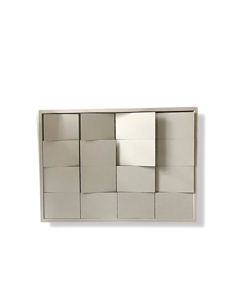 Modernist wall lamp with white metal shade, design by C. Grandidier.