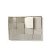 Modernist wall lamp with white metal shade, design by C. Grandidier.