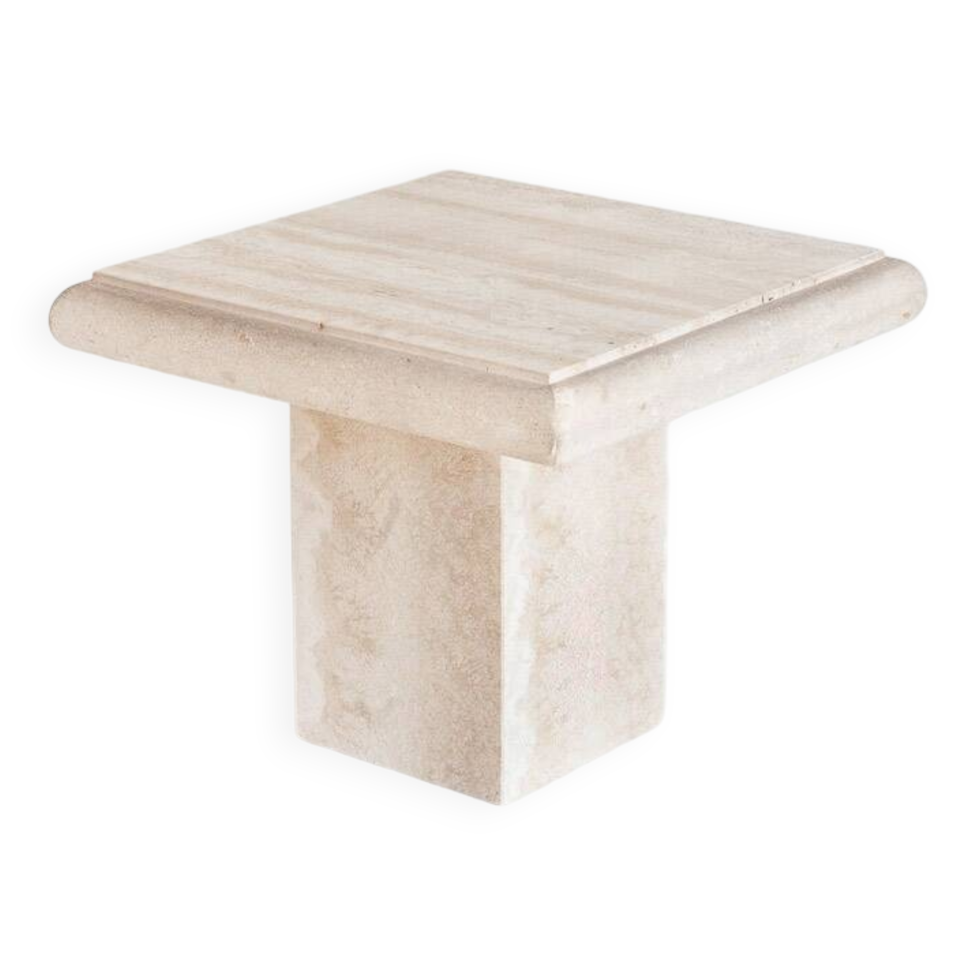 Vintage coffee or side table. Travertine marble. Italy, 1980s