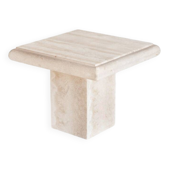 Vintage coffee or side table. Travertine marble. Italy, 1980s