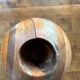 Large round wooden candle holder inlaid