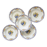 Set of 5 Boch soup plates, Fructidor service, vintage
