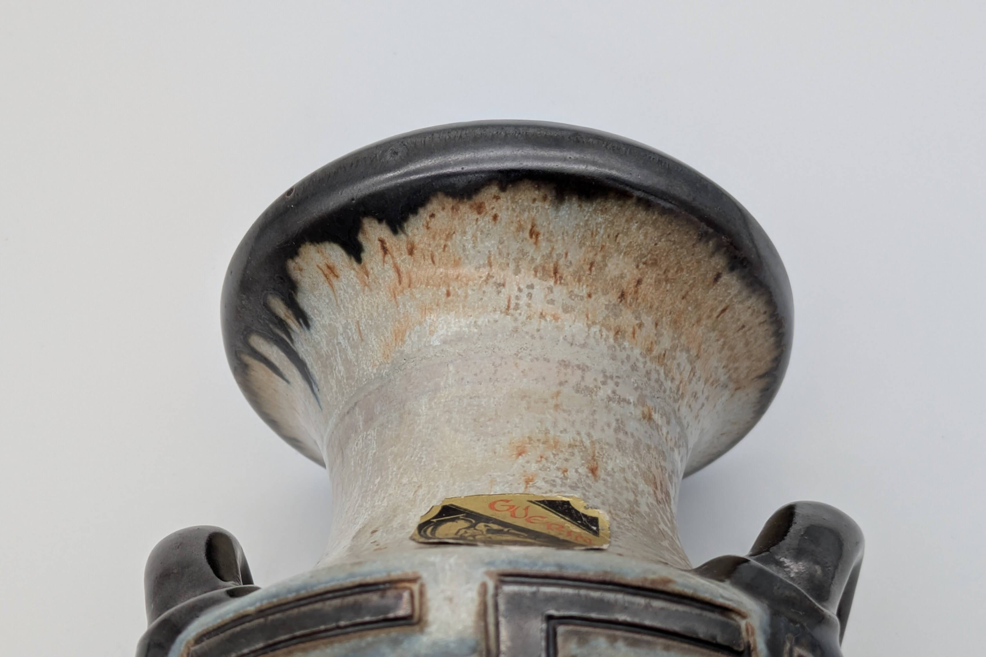 Roger Guérin (Bouffioulx) - Art Deco Vase Salt Glaze - Antelope Decor - 1930