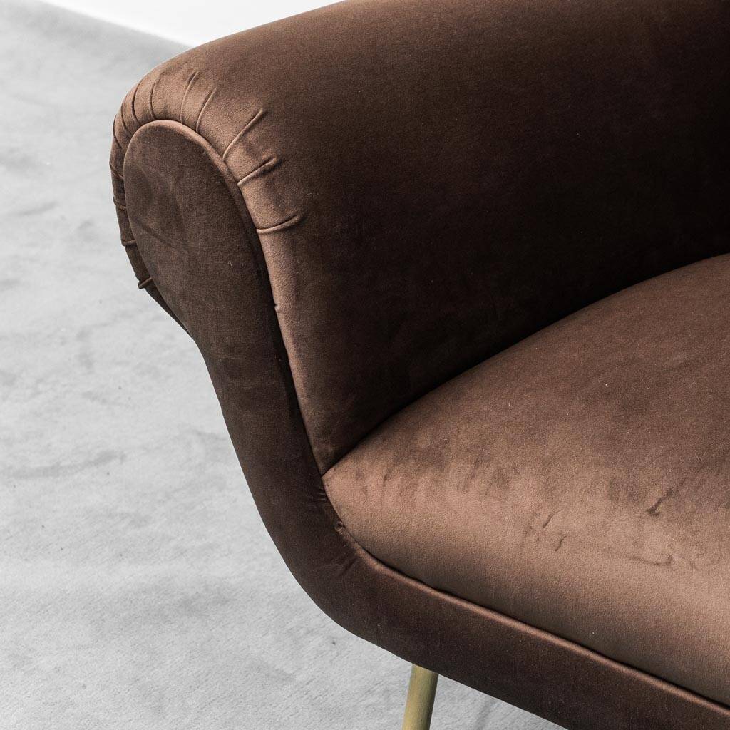 Canapé 3 places en velours marron gigi radice minotti 1950s vintage modernism