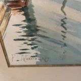 Small bridge in venice watercolor signed f. jeannin big framed early twentieth century