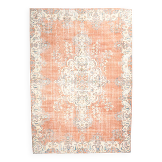 Tapis vintage en laine orange 310 x 217 cm, fait main, grand format