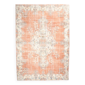 Tapis vintage en laine orange 310 x 217 cm, fait main, grand format
