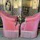 Pair of toad armchairs style Napoleon III pink velvet