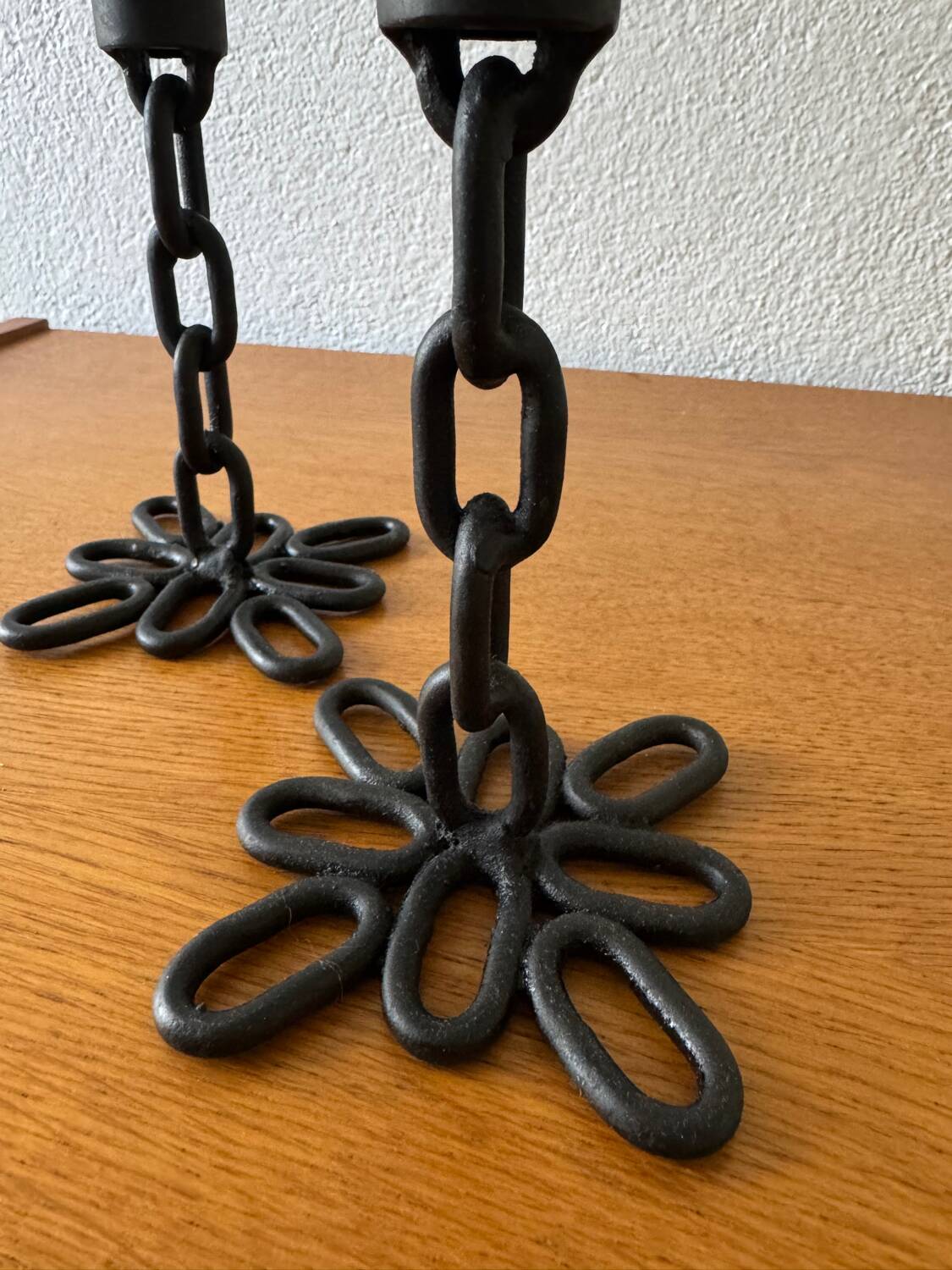 Brutalist wrought iron candlesticks from the 60s