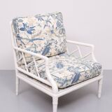 Faux Bamboo Chippendale lounge chair. 1970s France
