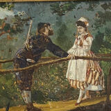 Oil on panel XIXth gallant scene