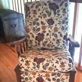 Fabric and wood armchair, comfort, relax, 1950s