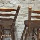 3 vintage wooden bar stools from the 60s/70s with a bistro spirit.