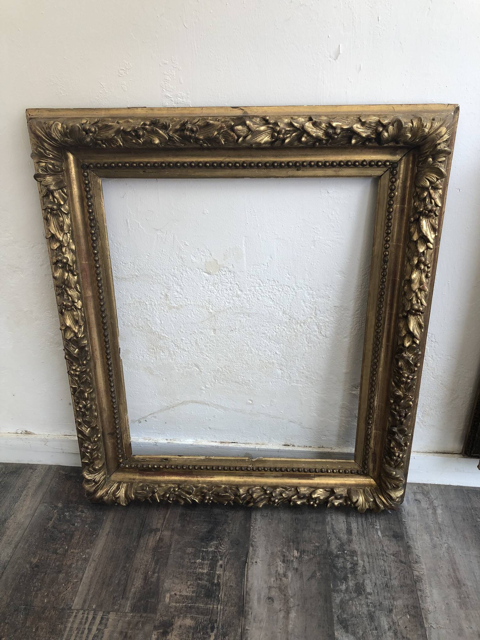 Large frame XIX gilded leaf height 100cm width 86cm