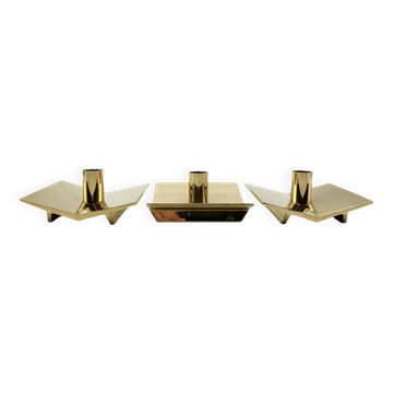 3 “Profile” candlesticks no. 70 in brass • Design Pierre Forssel for Skultuna Éditions • 1960