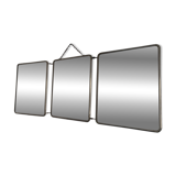 Vintage 1960s triptych barber hairdresser pumpkin mirror - 27 x 68 cm