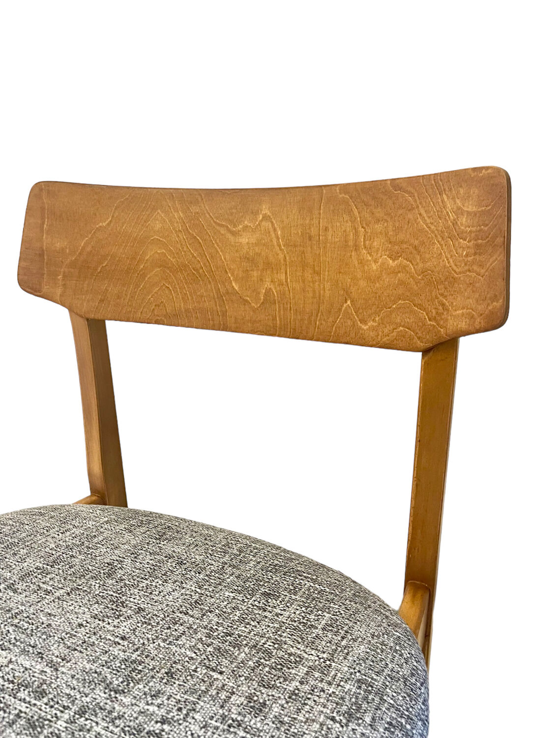 Vintage Scandinavian wood and grey chairs