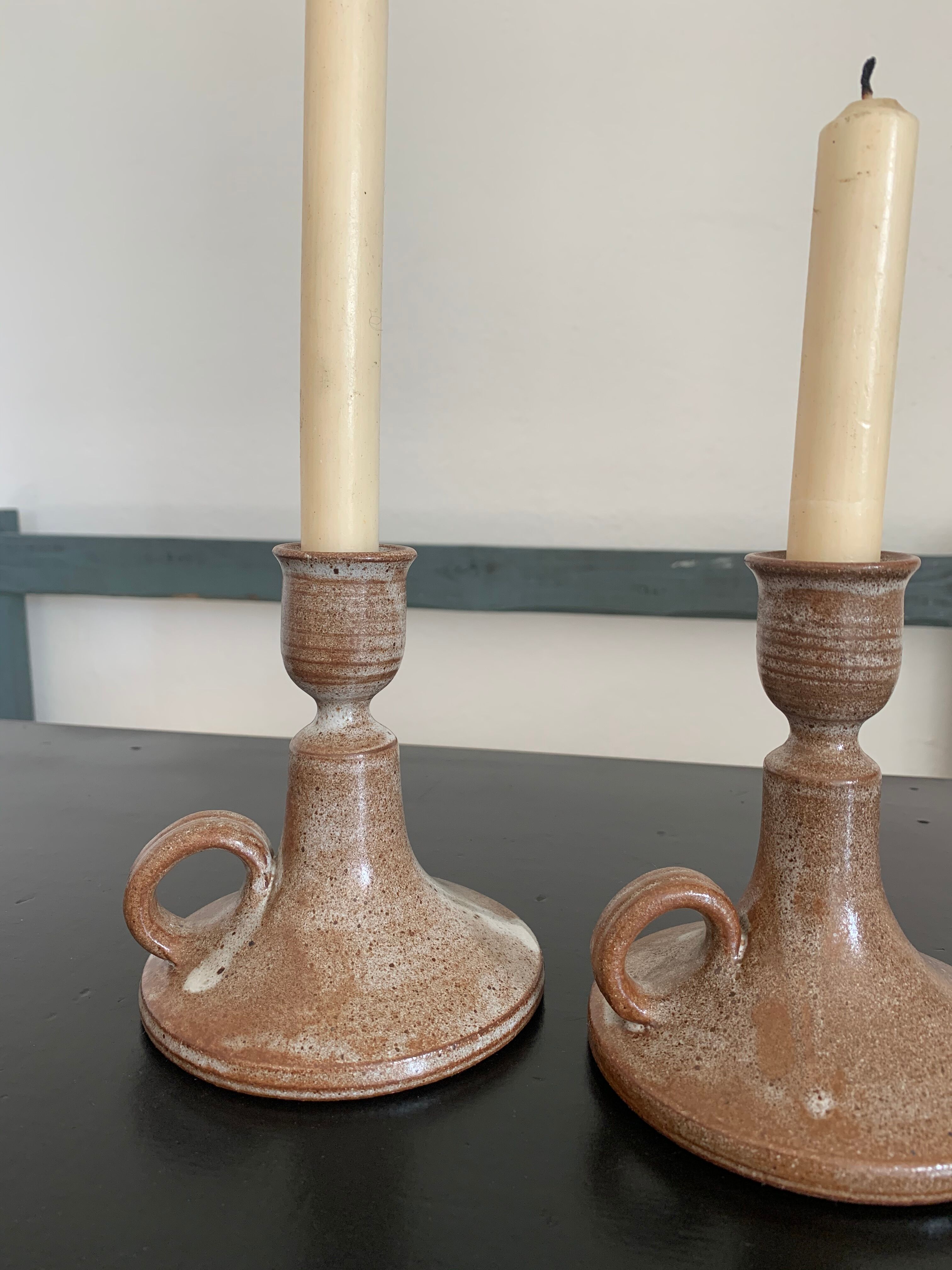 Pair vintage ceramic candlesticks