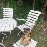 Complete garden furniture set in wood and metal