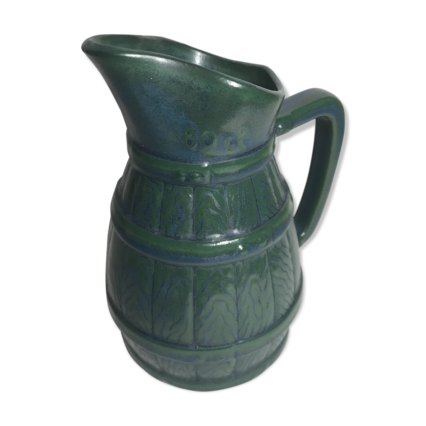 Former pitcher 80cl enamelled ceramic + cove blue green kitchen vintage