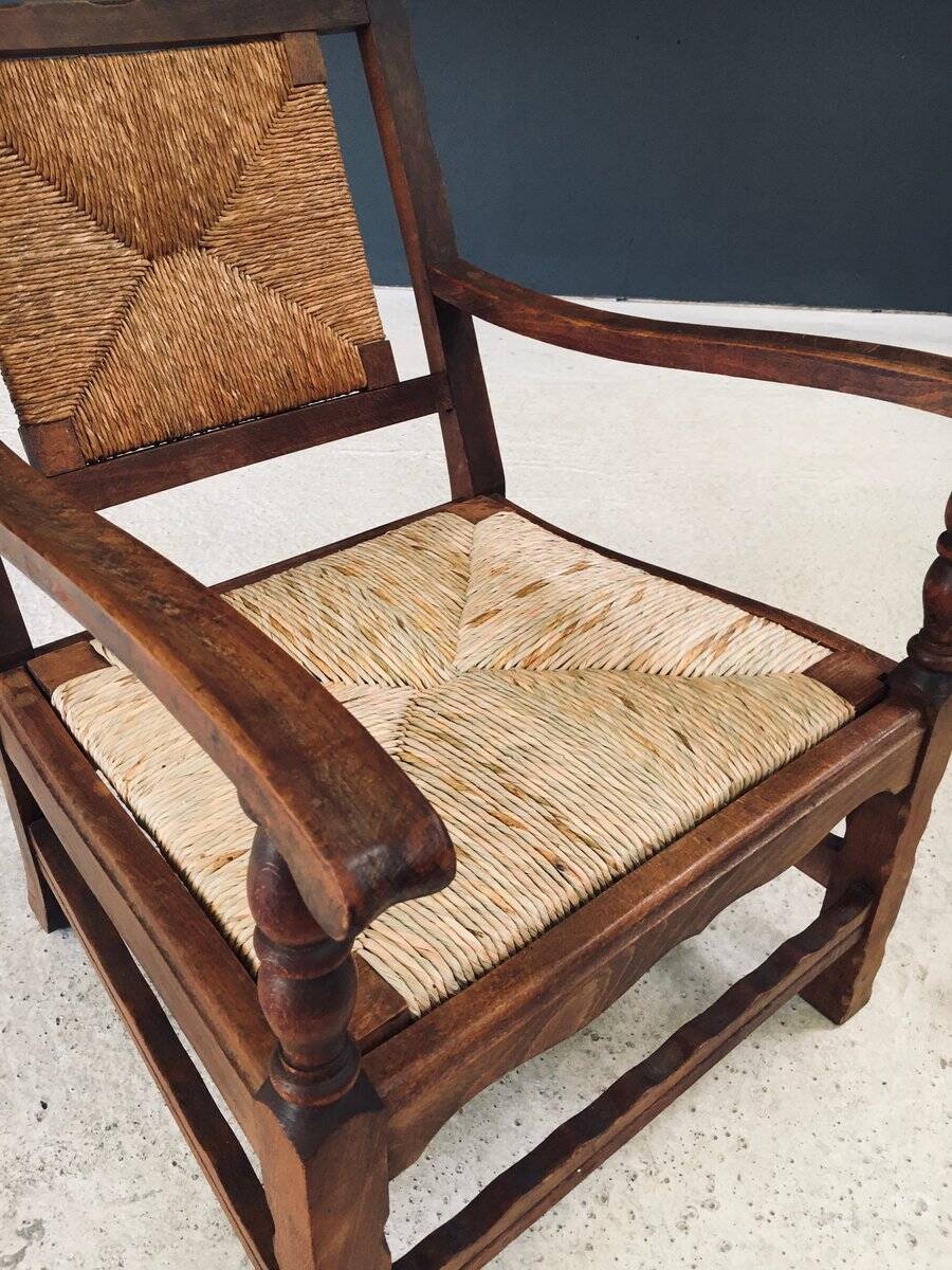 Arts & Crafts Handcrafted Low Lounge Armchairs, Belgium, 1920s, Set of 2