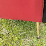 Pair of vintage 60s armchairs – Red and black faux leather