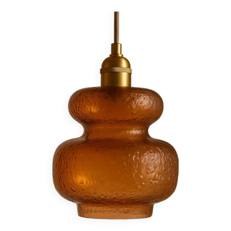 Suspension vintage en verre soufflé ambré