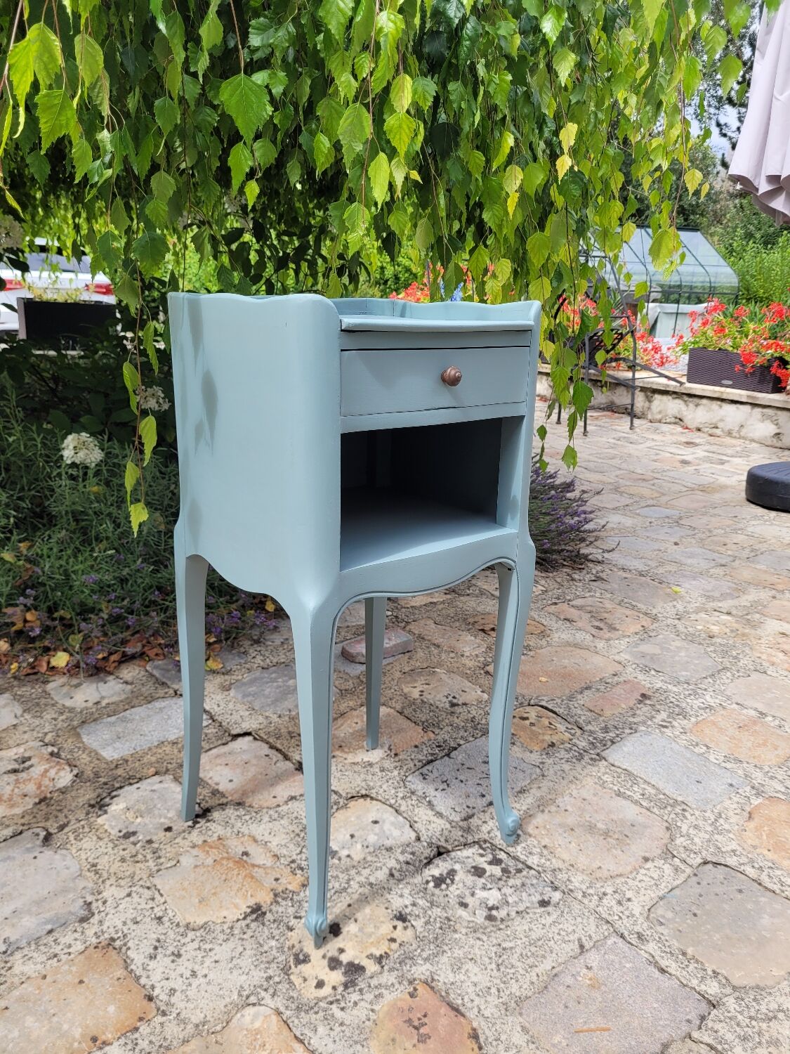 Bedside table Louis Xv style Blue neptune