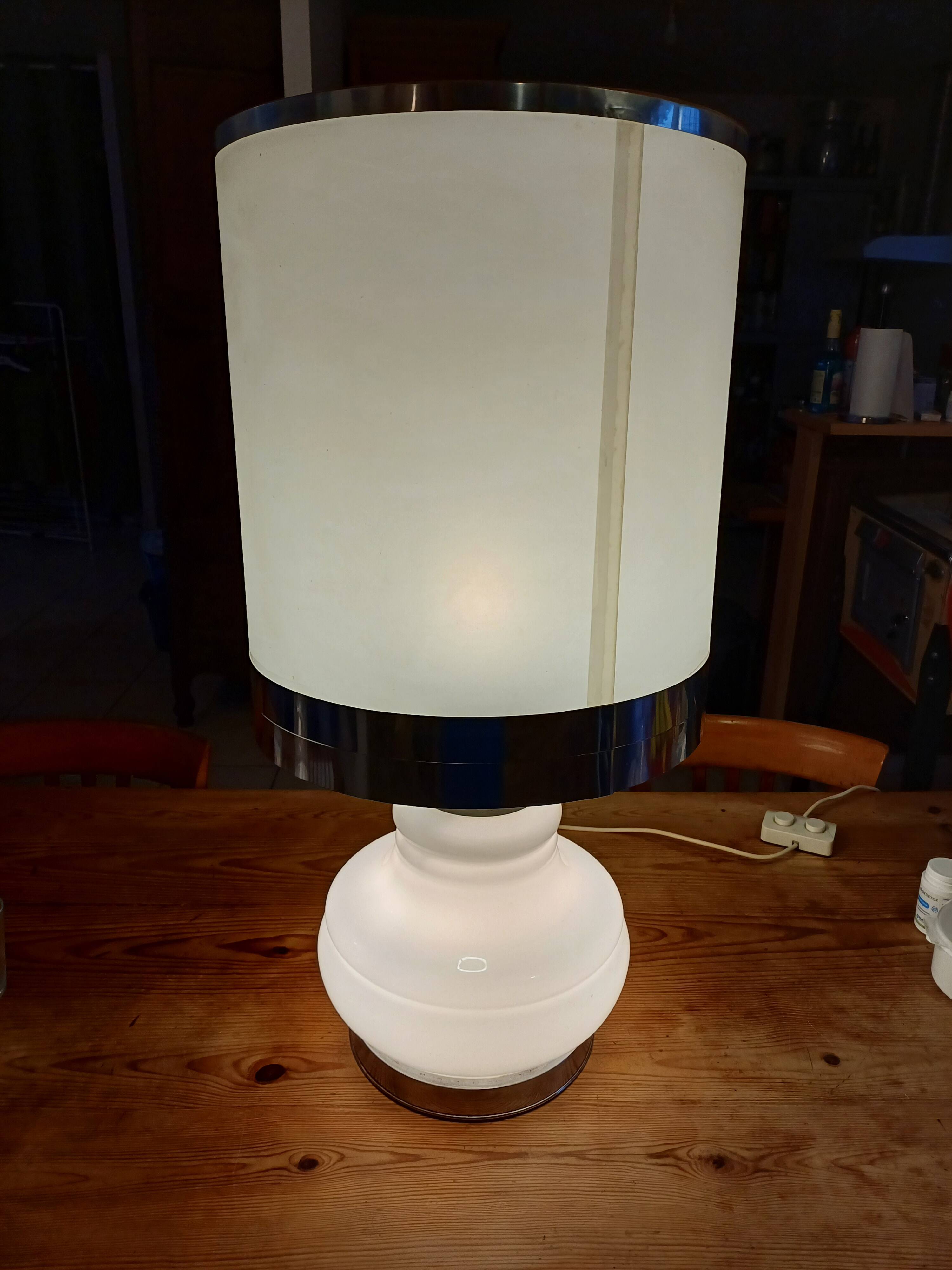 Vintage 1970s White Opaline Lamp