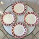 4 flat plates Badonviller tulips burgundy years 30-40