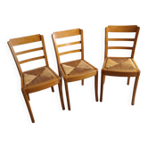 3 Monobloc straw bistro chairs from the 60s/70s