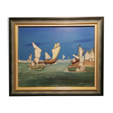 Tableau cadre en bois bleu