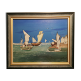 Tableau cadre en bois bleu