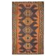 Rug & Kilim Rust Geometric Runner, Handmade Tribal Wool Flatweave, Boho Hallway Rug