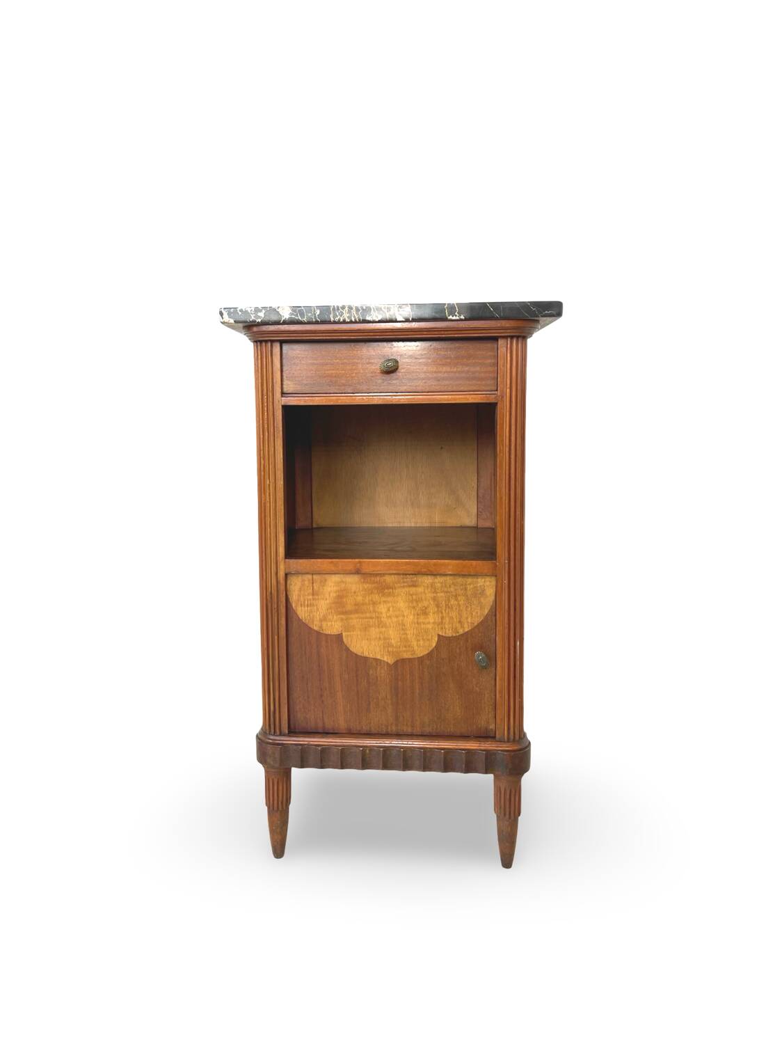 Tables de chevet italiennes en placage d'acajou avec de splendides