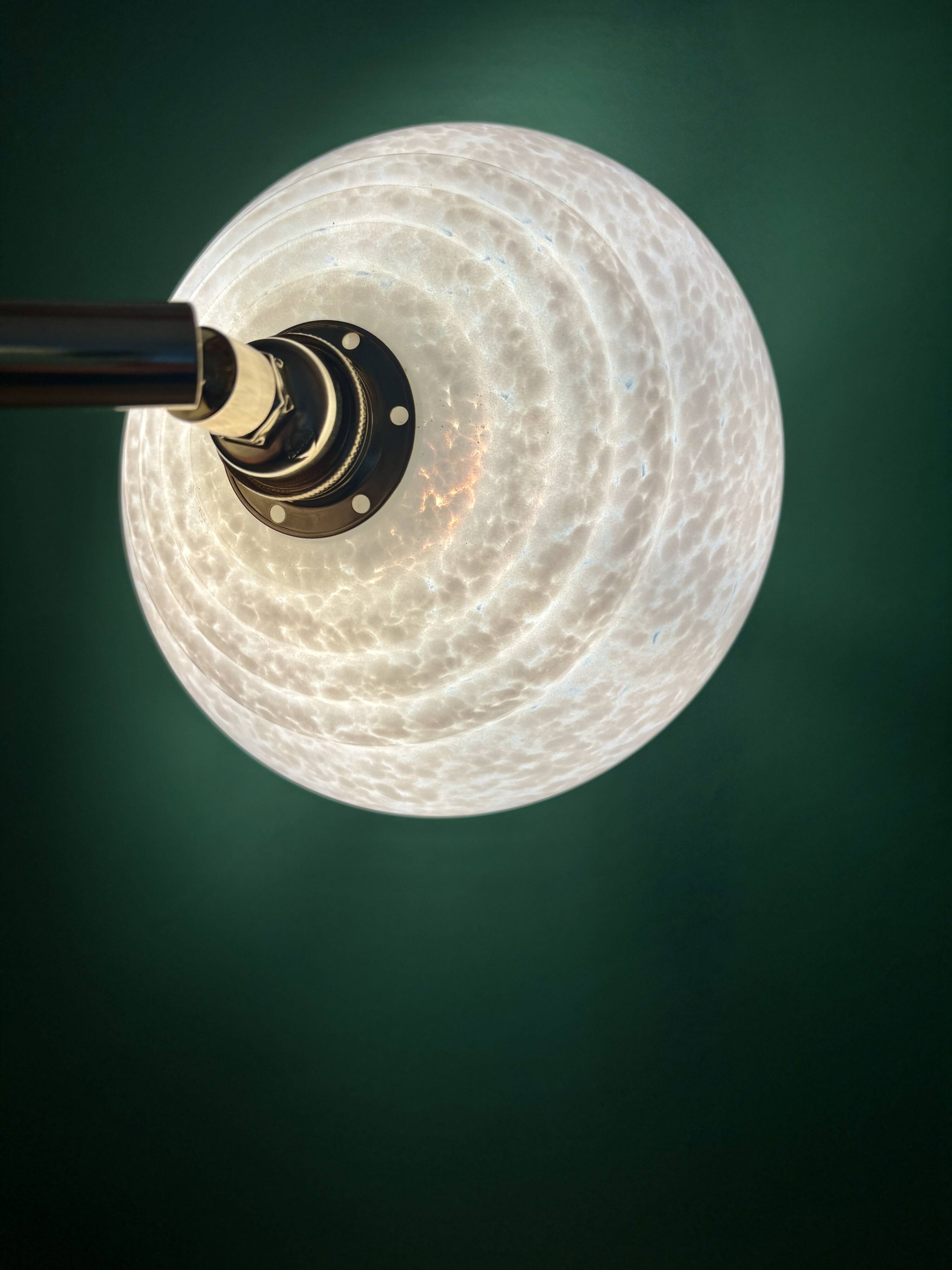 Vintage Clichy glass wall lamp with white shade