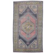 Vintage Turkish Oushak Handmade Pink Wool Rug 125x210
