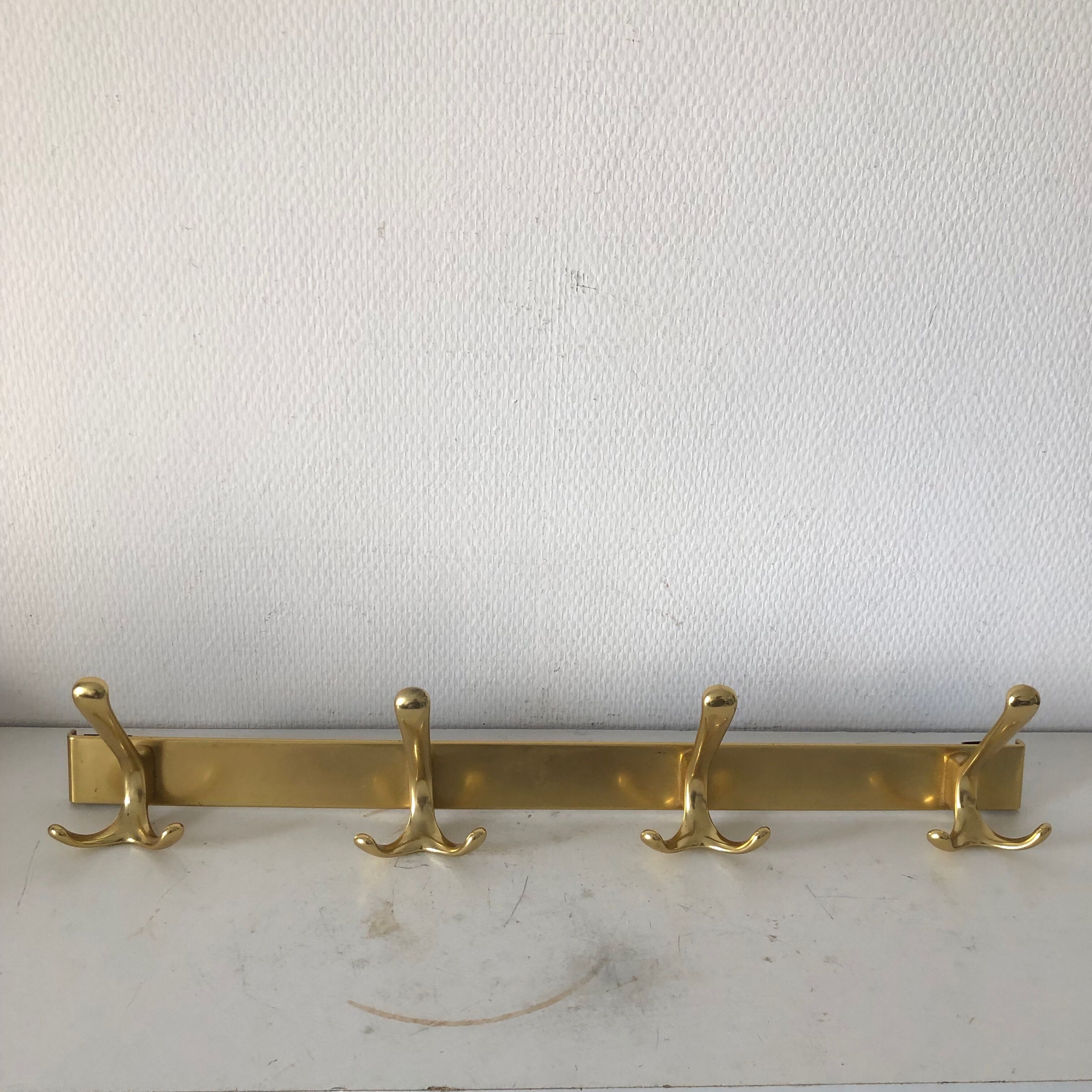Golden coat rack 4 vintage pads 1960 55x10cm