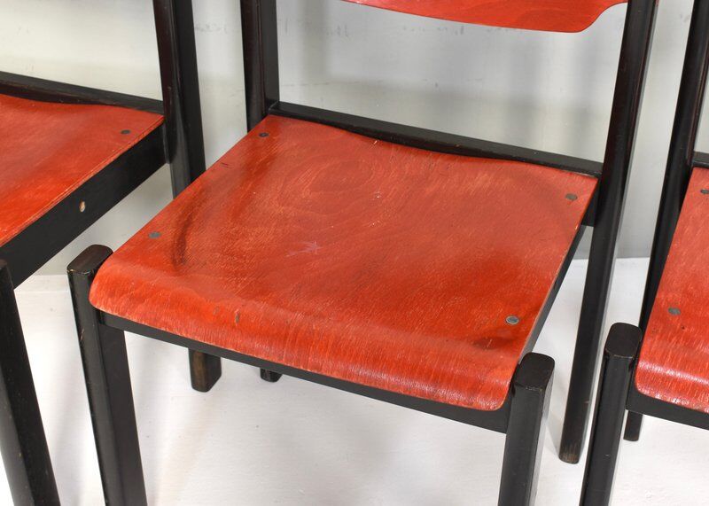 Italian postmodern stacking chairs in Sottsass style, Italy, 1970s, set of 14