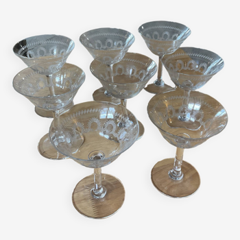 8 crystal champagne glasses Ancient France