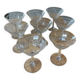 8 crystal champagne glasses Ancient France