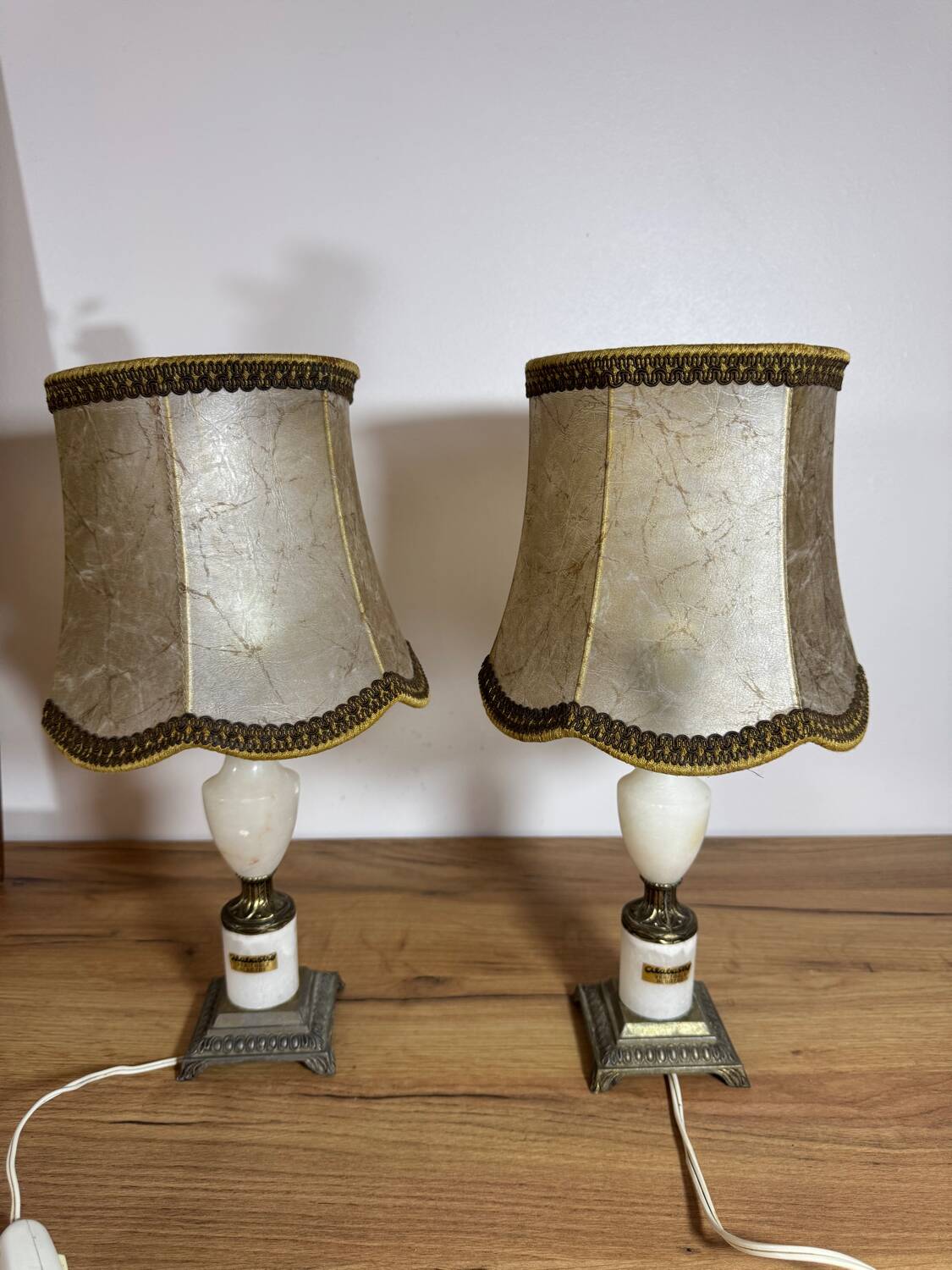 Pair of alabaster lamps