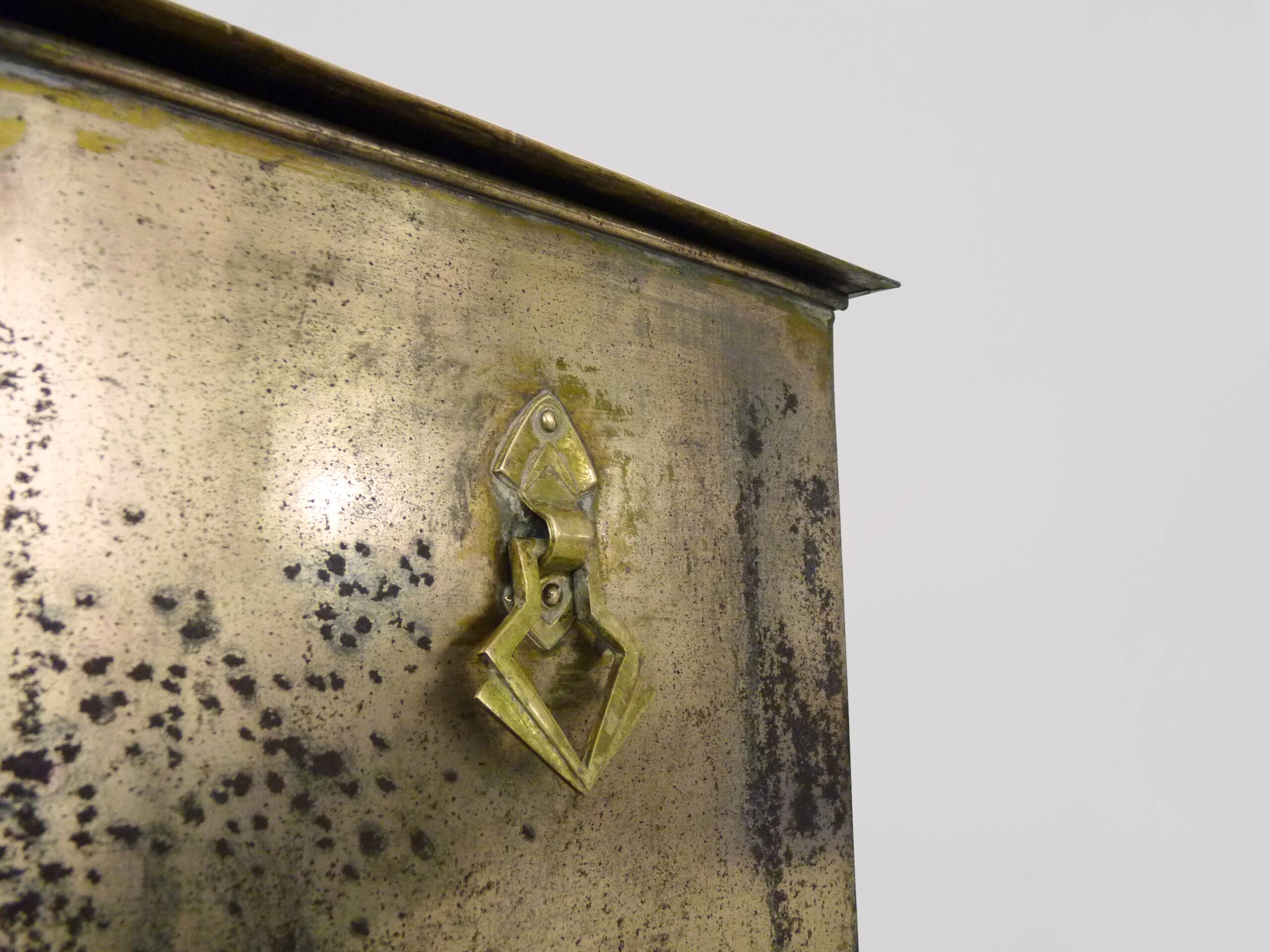 Antique brass coal box fireplace coal scuttle vintage coal storage box