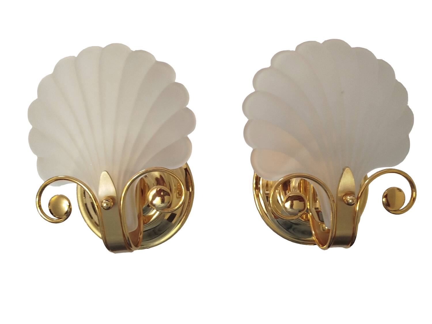 Paire d'appliques murales coquillage Hollywood Regency Italie