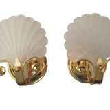 Paire d'appliques murales coquillage Hollywood Regency Italie