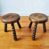 Pair of vintage 1950s tripod stools