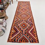 Bold multicolor kilim runner rug,92x395cm