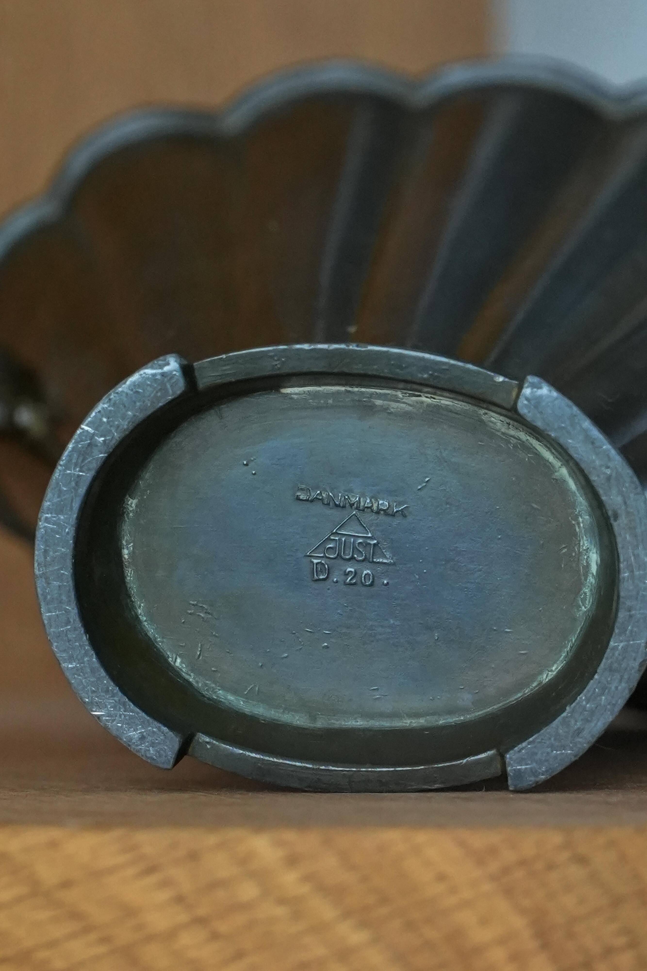 Just Andersen Art Deco Vase in Patinated Disco Metal, Denmark, 1930s, Model D20