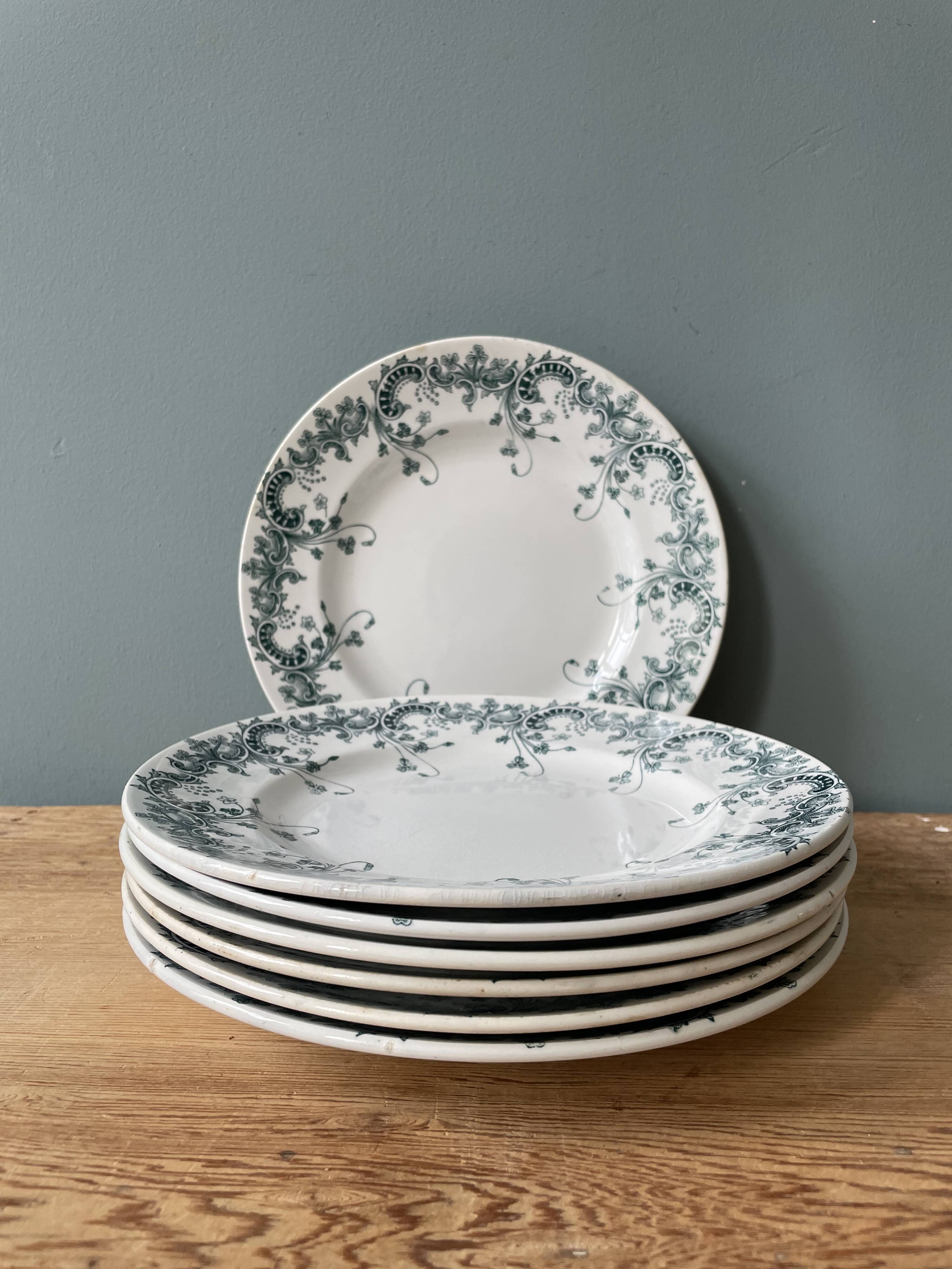 Set of 7 flat plates Terre de Fer St Amand and Hamage “Byzantine”