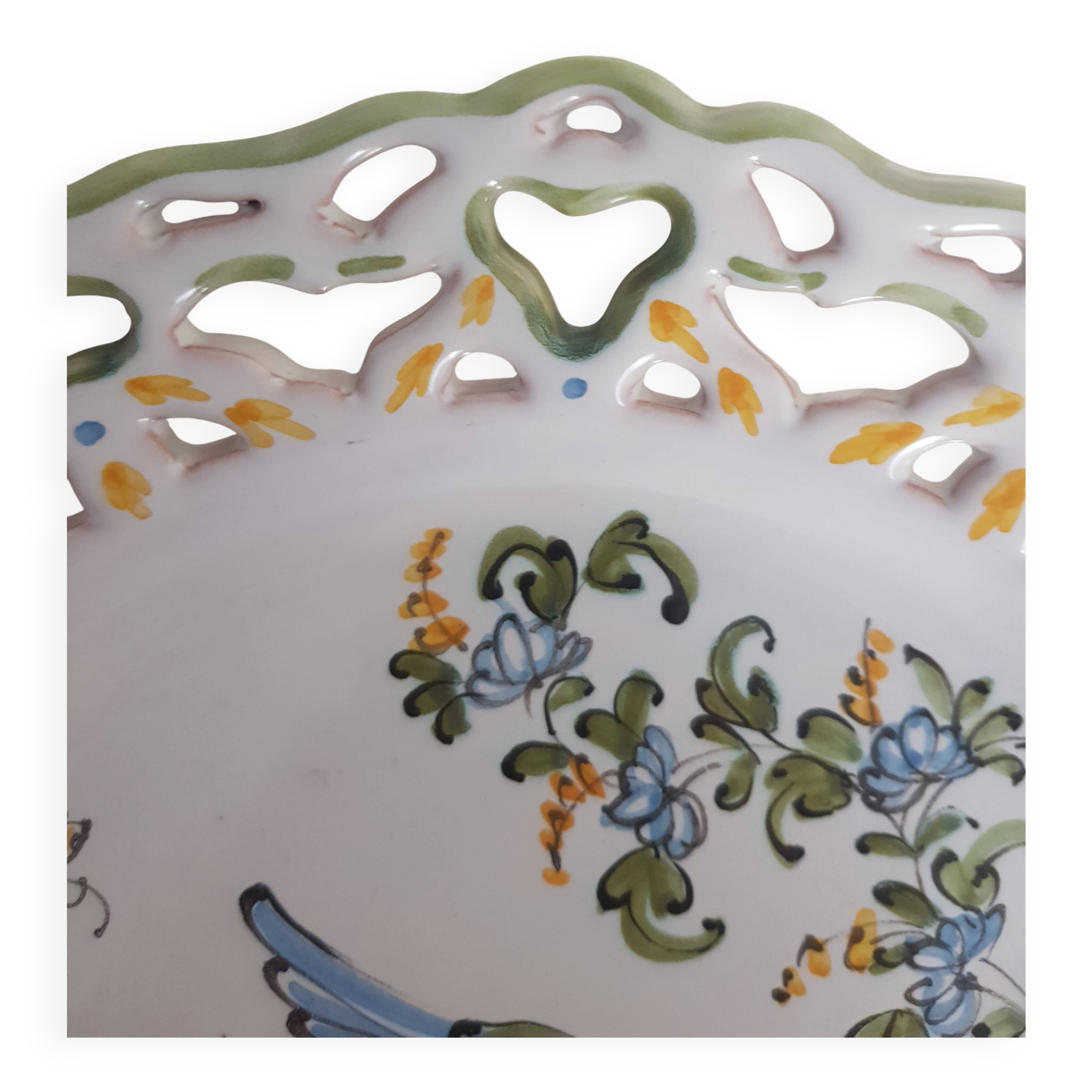 Assiette décorative s6 Lallier  à  Moustiers  pourtour ajouré